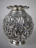 Sterling Silver Embossed Globular Vase by Horace Woodward & Co, London, 1891. - Harrington Antiques