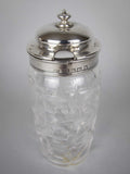 Sterling Silver Glass Condiment Pot by Lee & Wigfull, Sheffield, 1880. - Harrington Antiques