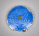 Sterling Silver & Guilloche Enamel RAF Compact by Adie Brothers, Birmingham, 1936. - Harrington Antiques