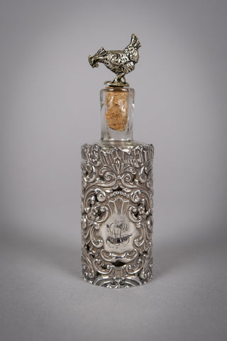Sterling Silver Scent Bottle Cover & Bottle. Sydney & Co, 1905. - Harrington Antiques