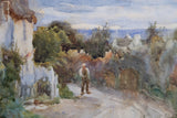 Tom Clough (1867-1943) - Figure On A Country Lane. Watercolour. - Harrington Antiques