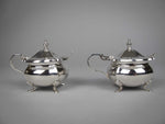 Two Sterling Silver Mustard Pots With Spoons by Walker & Hall, Sheffield, 1935/6 - Harrington Antiques