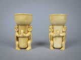 Unusual Pair of 19th Century Carved Bone Cherub Candle Holders. - Harrington Antiques