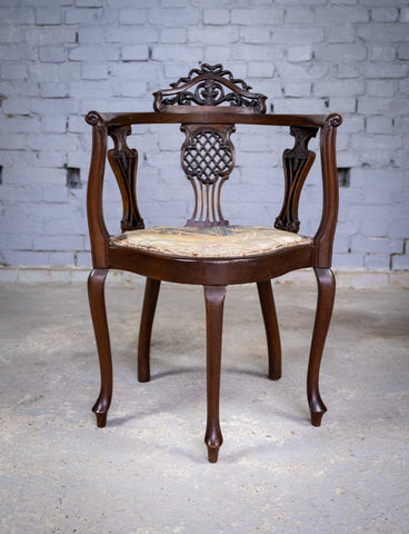 Unusual Victorian Five Leg Mahogany Tub Chair - Harrington Antiques