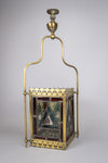 Victorian Brass & Stained Glass Hall Lantern, c.1890 - Harrington Antiques