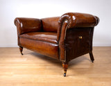 Victorian Double Drop-End Chesterfield Leather Sofa by Robertson & Coleman Ltd, Norwich. - Harrington Antiques