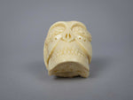 Vintage Finely Carved Signed Bone Memento Mori Netsuke Of Skull & Snake. - Harrington Antiques