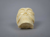Vintage Finely Carved Signed Bone Memento Mori Netsuke Of Skull & Snake. - Harrington Antiques