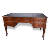 William IV Double Sided Flame Mahogany Library Table With Writing Slope - Harrington Antiques