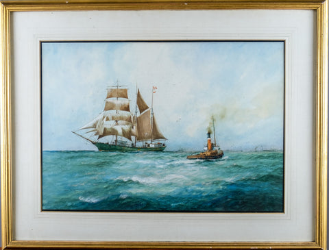William Minshall Birchall (1884-1941) 'Under The Danish Ensign', Dated 1923. Watercolour. - Harrington Antiques